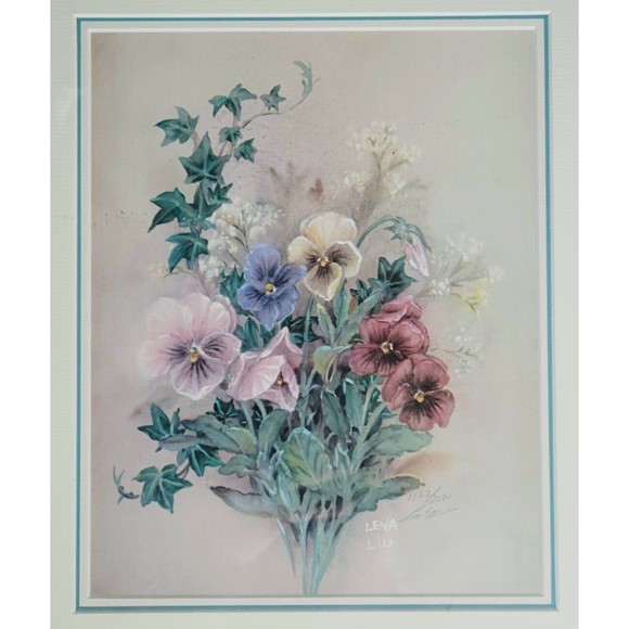 Lena Y. Liu Lithograph Signed Numbered Limited Edition Pansies & Ivy 1127/2500 - Picture 3 of 12